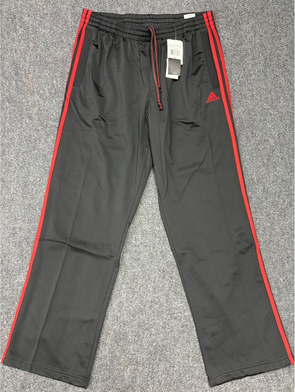 Adidas Black Track Pants with Red Stripes Size Large